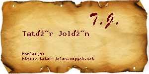 Tatár Jolán névjegykártya