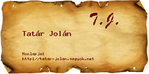 Tatár Jolán névjegykártya